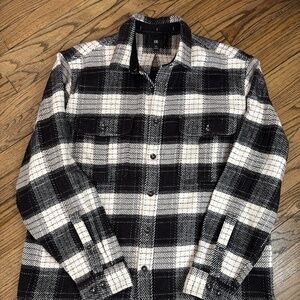 NWT Banana Republic XL Heavy Plaid Shirt Jacket - Black/White Shacket